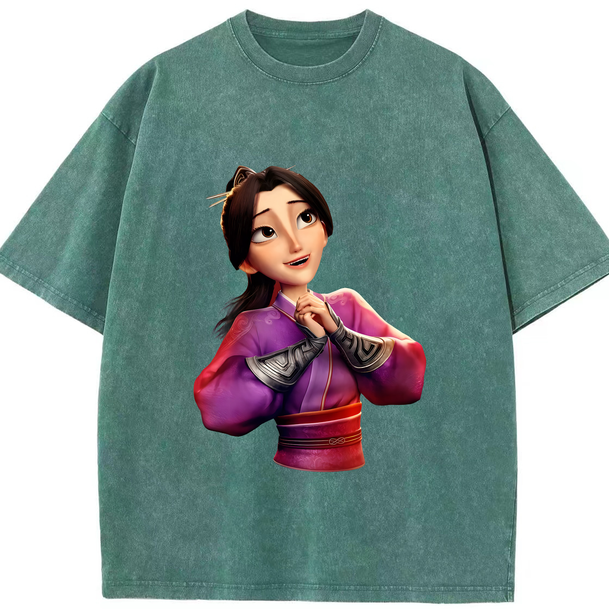 （画像用） Ne Zha 2 ナタ 魔童の大暴れ 綿100% ヴィンテージ風 半袖Tシャツ（フロントプリント）